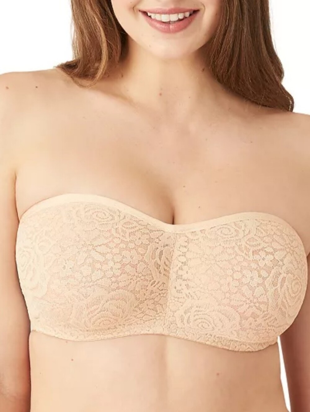 Wacoal Strapless Lace Bandeau Bra in Light Beige Size 32D New